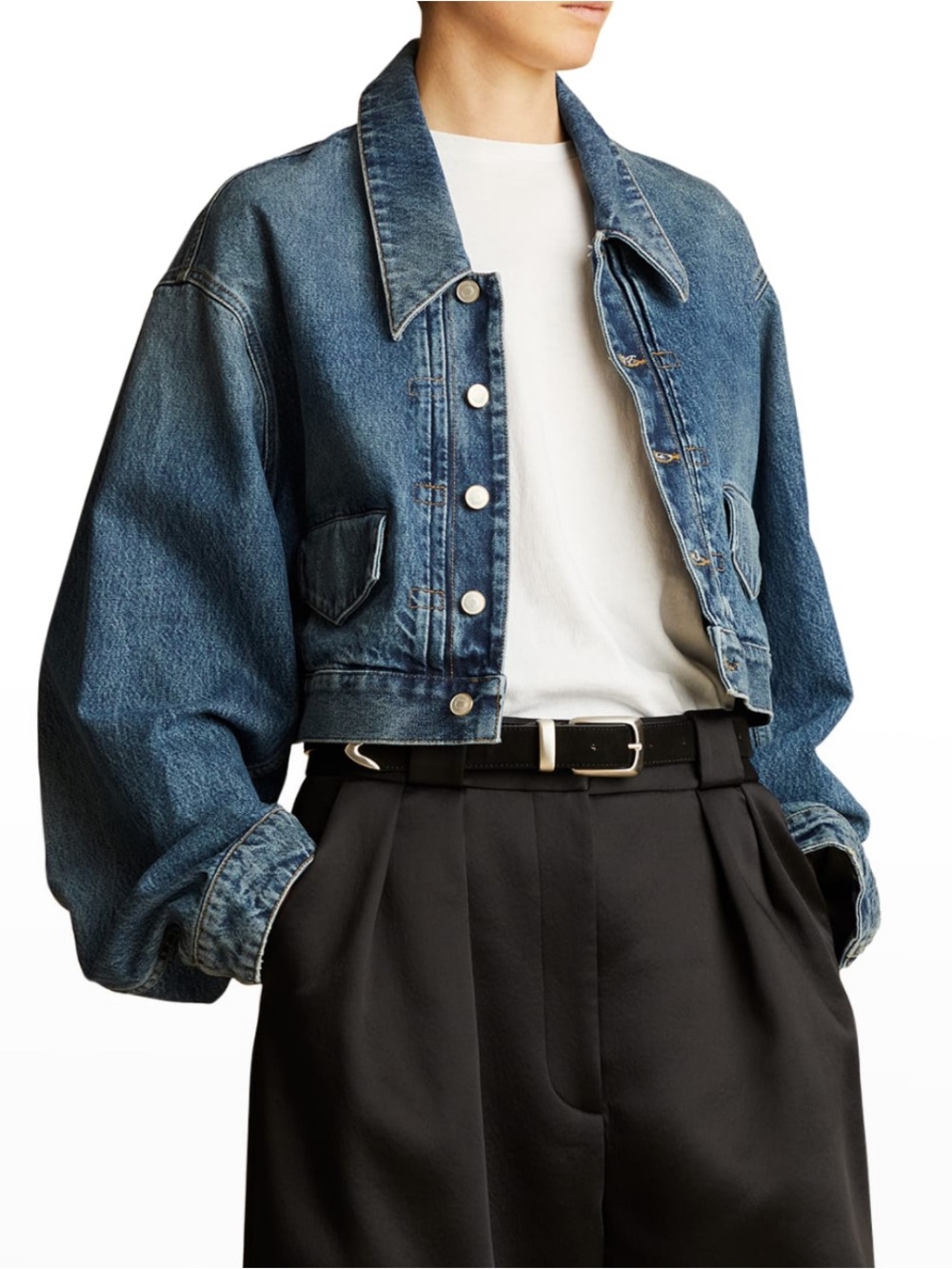 KHAITE Combly cropped denim jacket